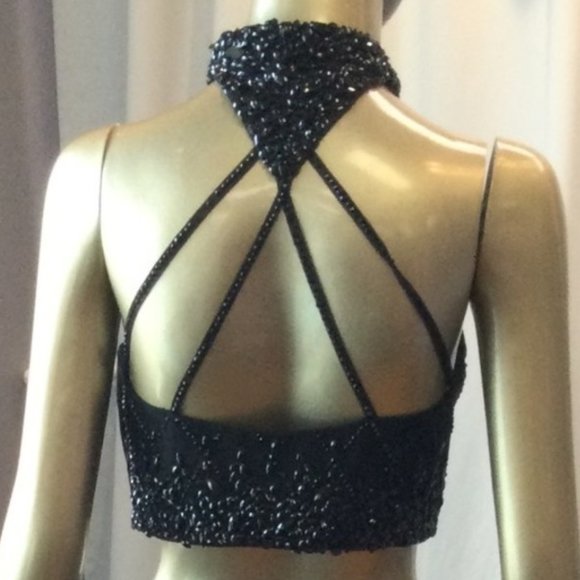 Size 6 black beaded two piece formal/prom gown - Picture 5 of 5